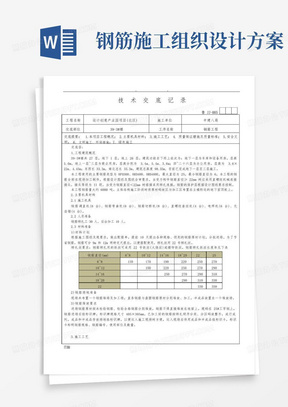 钢筋工程技术交底-工程施工组织设计方案