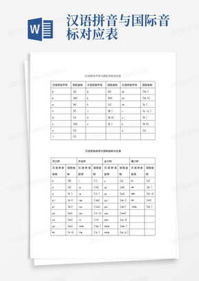 汉语拼音与国际音标对应表