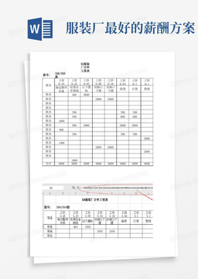 服装工序计件工资表