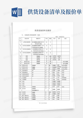 供货设备清单及报价单