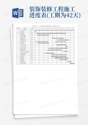 装饰装修工程施工进度表(工期为42天)