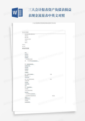 三大会计报表资产负债表损益表现金流量表中英文对照