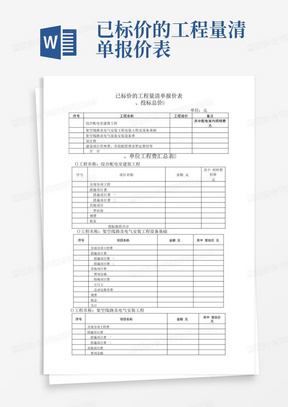 已标价的工程量清单报价表