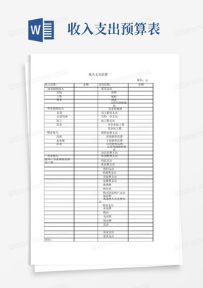 收入支出预算表