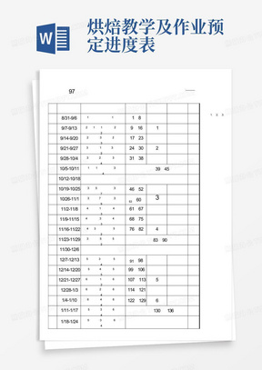 烘焙教学及作业预定进度表.