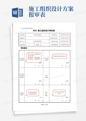 施组、方案审批表填写说明——施工组织设计方案