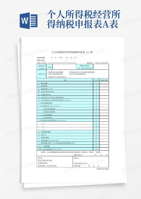 个人所得税经营所得纳税申报表A表