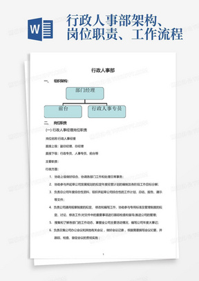 行政人事部架构、岗位职责、工作流程-