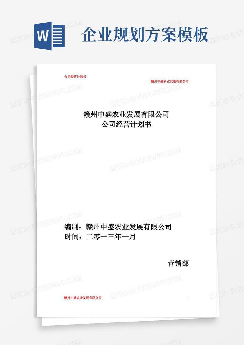 公司运营计划书模板-企业运行计划