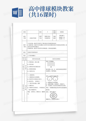 高中排球模块教案(共16课时)