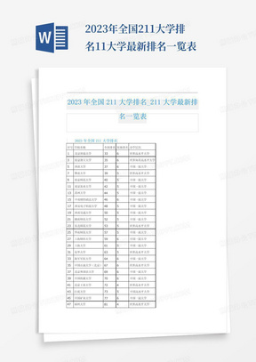 2023年全国211大学排名11大学最新排名一览表