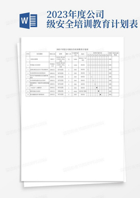 2023年度公司级安全培训教育计划表