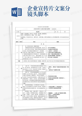 企业宣传片文案分镜头脚本