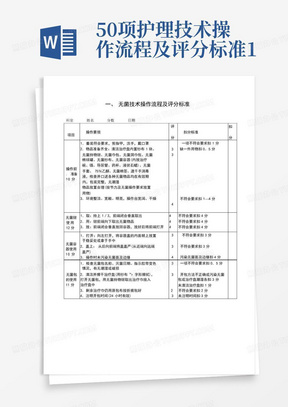 50项护理技术操作流程及评分标准1