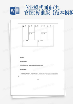 商业模式画布(九宫图)标准版【范本模板】