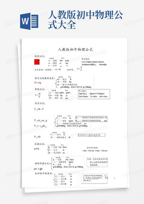 人教版初中物理公式大全