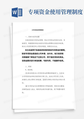 公司专项资金使用管理制度