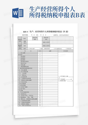 生产经营所得个人所得税纳税申报表B表