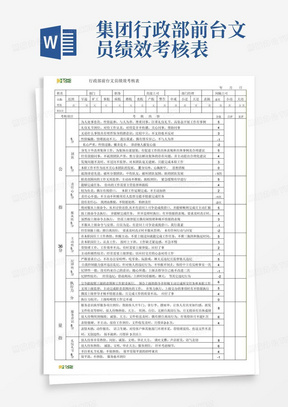 集团行政部前台文员绩效考核表-