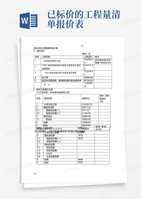 已标价的工程量清单报价表