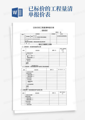 已标价的工程量清单报价表