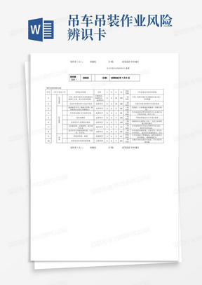 吊车吊装作业风险辨识卡