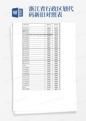 浙江省行政区划代码新旧对照表