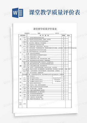 课堂教学质量评价表