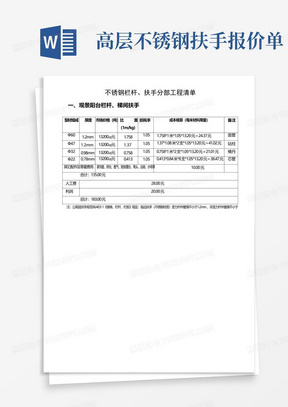 高层不锈钢扶手报价单