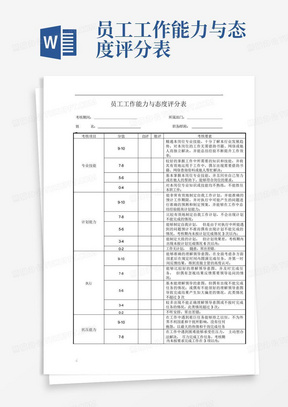 员工工作能力与态度评分表