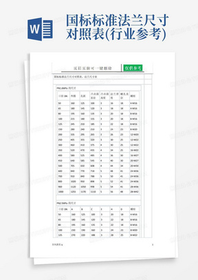 国标标准法兰尺寸对照表(行业参考)