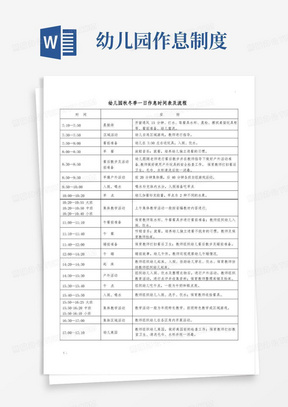 幼儿园作息制度/幼儿园一日作息时间表