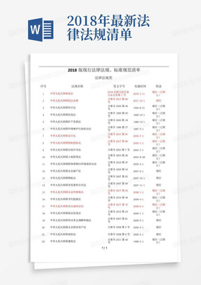 2018年最新法律法规清单