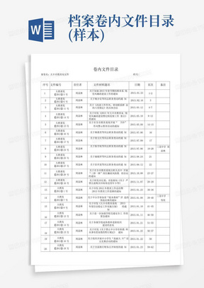 档案-卷内文件目录(样本)