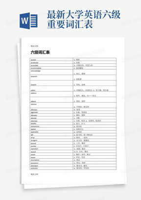 最新大学英语六级重要词汇表