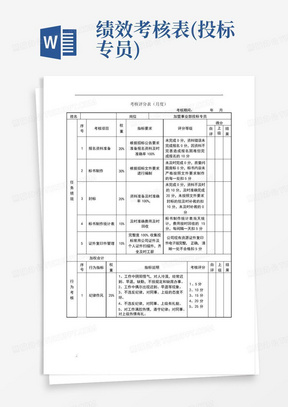 绩效考核表(投标专员)