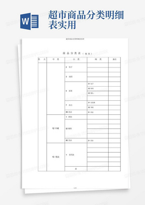 超市商品分类明细表实用