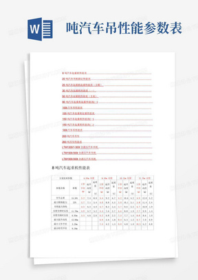 吨汽车吊性能参数表