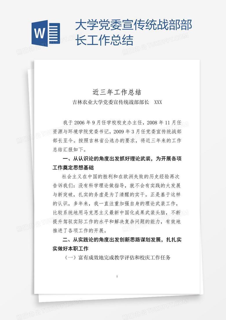大学党委宣传统战部部长工作总结