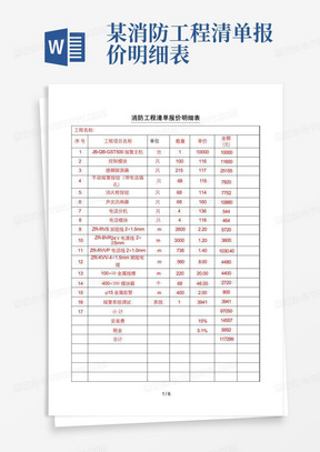 某消防工程清单报价明细表