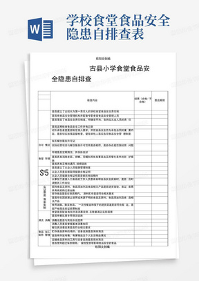 学校食堂食品安全隐患自排查表