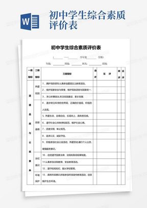 初中学生综合素质评价表