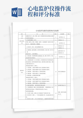 心电监护仪操作流程和评分标准