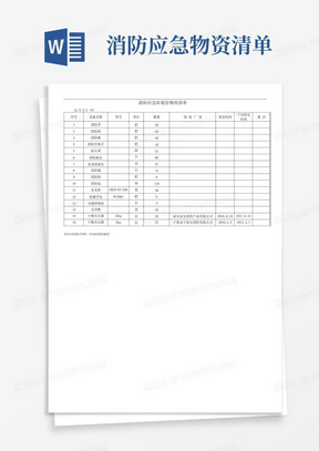 消防应急物资清单