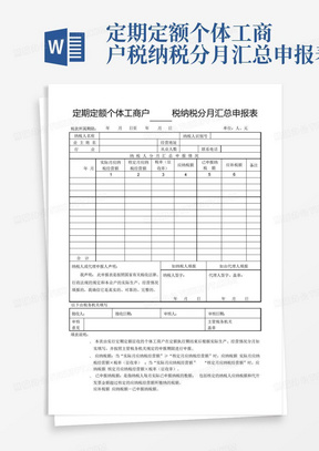 定期定额个体工商户---税纳税分月汇总申报表