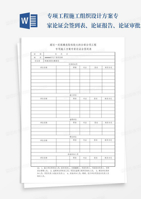 专项工程施工组织设计方案专家论证会签到表、论证报告、论证审批表...