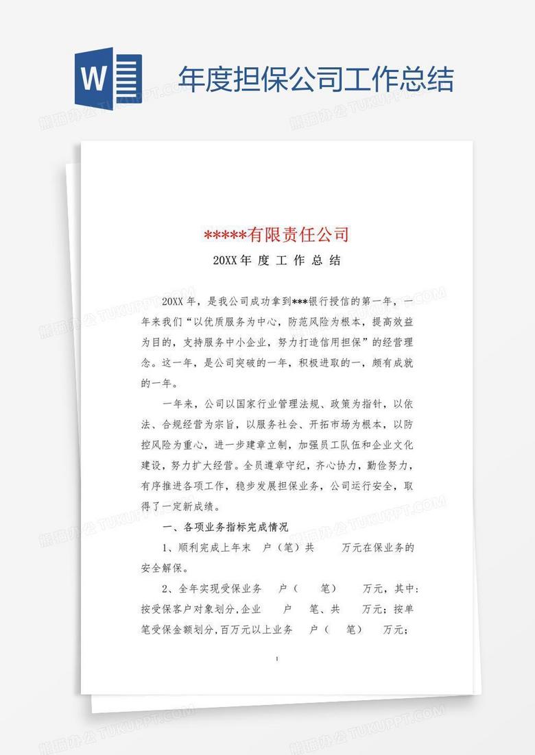 年度担保公司工作总结