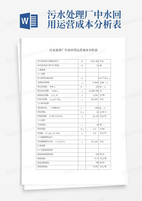 污水处理厂中水回用运营成本分析表