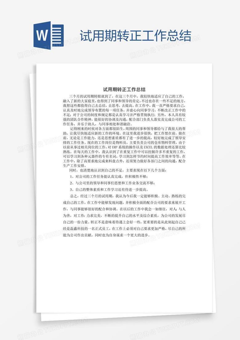 试用期转正工作总结