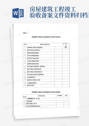 房屋建筑工程竣工验收备案文件资料归档目录